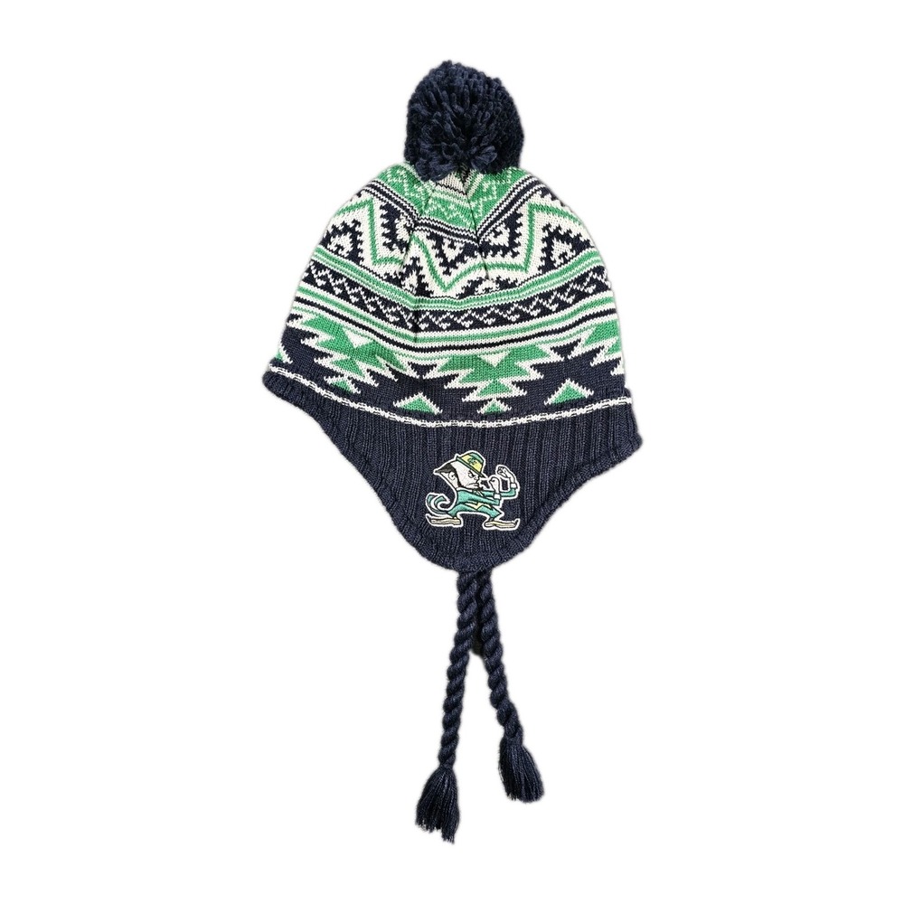 adidas Originals Notre Dame Fighting Irish Pom Ear Flap Knit Beanie Hat OSFA